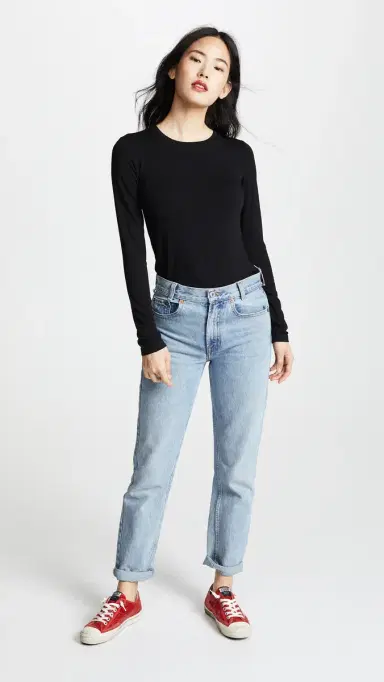 L'AGENCE Crew Neck Tess Shirt Black | Thumbnail 5