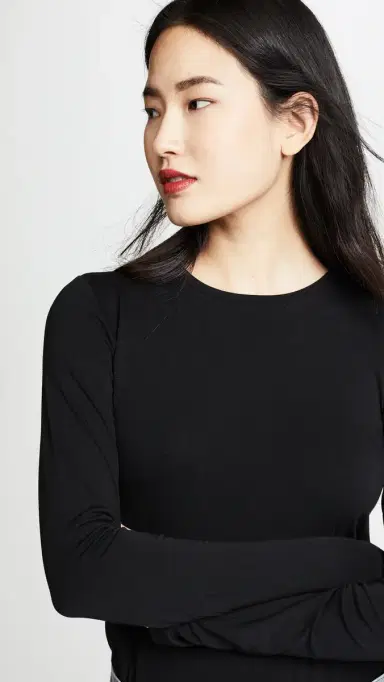 L'AGENCE Crew Neck Tess Shirt Black | Thumbnail 6