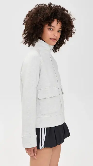 Sweaty Betty Wind Down Patch Pocket Zip Through Sweatshirt Ice Grey Marl | Thumbnail 4