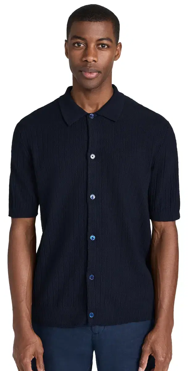NN07 Nolan Knit Button Down hirt Navy Blue