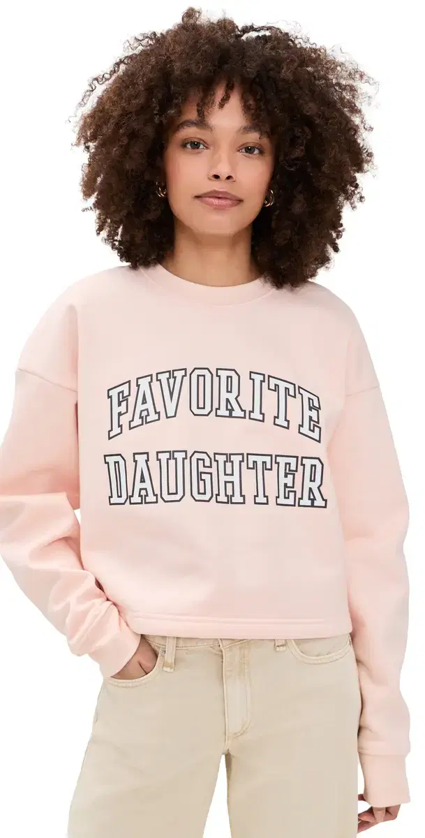 Favorite Daughter The Cropped Collegiate weatshirt Pale Pink/White