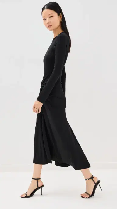 Victoria Beckham Long Sleeve Gathered Midi Dress | Thumbnail 5