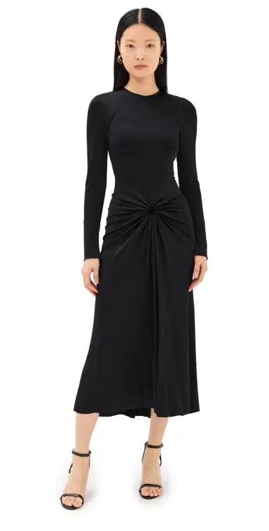 Victoria Beckham Long Sleeve Gathered Midi Dress | Thumbnail 1