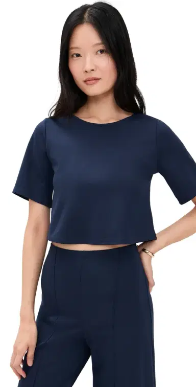Ripley Rader Ponte Knit Short Sleeve Top Navy | Thumbnail 1