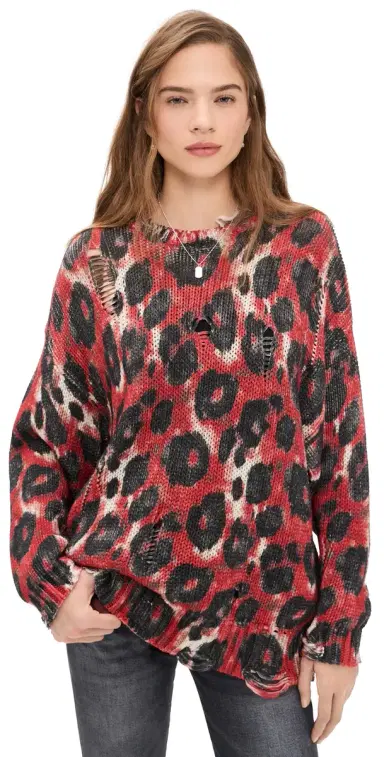 R13 Printed Oversized weater Red/Black Leopard | Thumbnail 1 R13 Printed Oversized weater Red/Black Leopard | Thumbnail 1