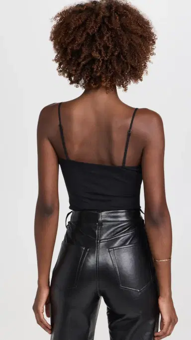 L'Agence Gelina Ruched Thong Bodysuit Black S | Thumbnail 3