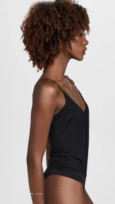 L'Agence Gelina Ruched Thong Bodysuit Black S | Thumbnail 4