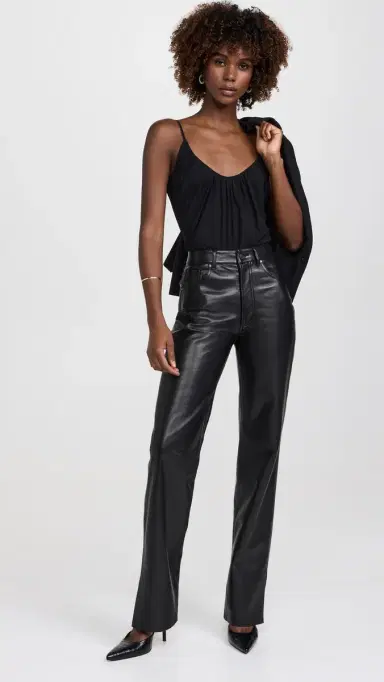 L'Agence Gelina Ruched Thong Bodysuit Black S | Thumbnail 5