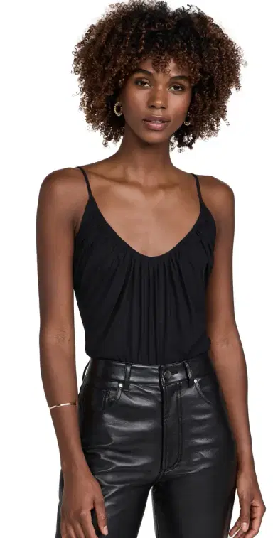 L'Agence Gelina Ruched Thong Bodysuit Black S | Thumbnail 1