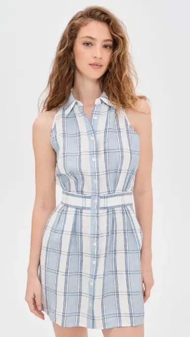 HEVRON Domino ini Dress Blue Plaid | Thumbnail 2