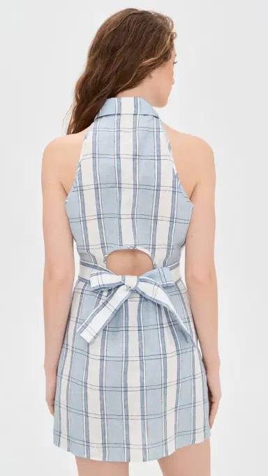 HEVRON Domino ini Dress Blue Plaid | Thumbnail 3