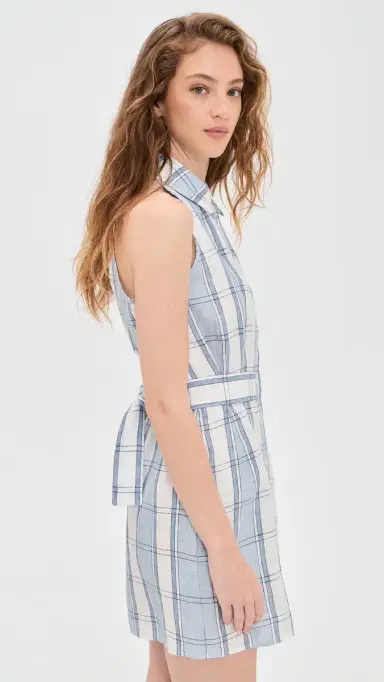 HEVRON Domino ini Dress Blue Plaid | Thumbnail 4