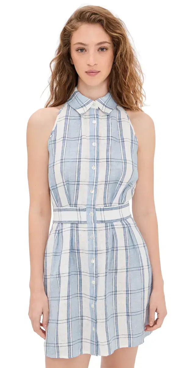 HEVRON Domino ini Dress Blue Plaid