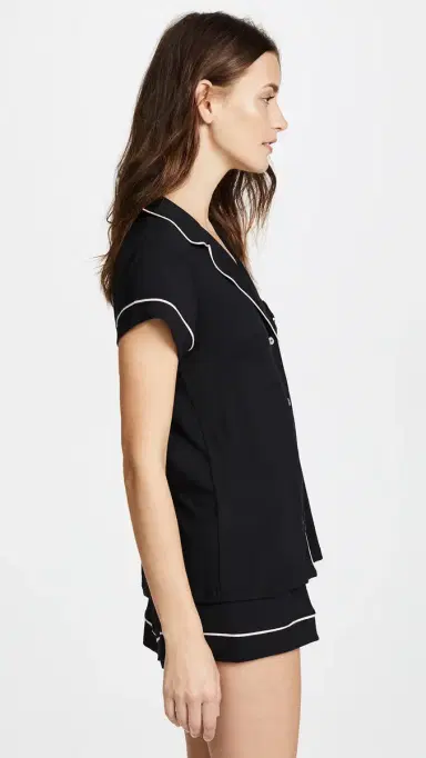 Eberjey Gisele Shortie Pajama Set Black/Sorbet Pink S | Thumbnail 4