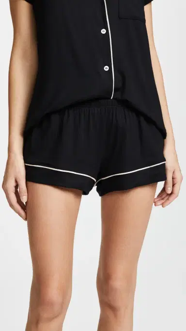Eberjey Gisele Shortie Pajama Set Black/Sorbet Pink S | Thumbnail 5