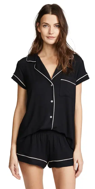 Eberjey Gisele Shortie Pajama Set Black/Sorbet Pink S | Thumbnail 1