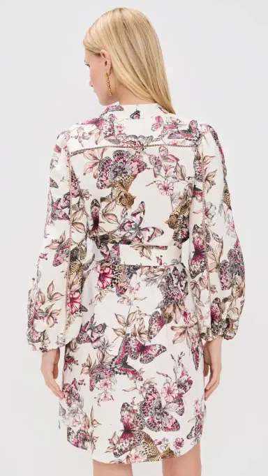 L'Agence Butterfly Jungle Shirt Dress White Multi Butterfly | Thumbnail 3 L'Agence Butterfly Jungle Shirt Dress White Multi Butterfly | Thumbnail 3