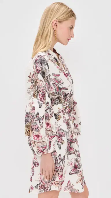 L'Agence Butterfly Jungle Shirt Dress White Multi Butterfly | Thumbnail 4 L'Agence Butterfly Jungle Shirt Dress White Multi Butterfly | Thumbnail 4