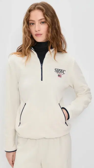 Sporty & Rich Nautical Polar Quarter Zip Ecru L | Thumbnail 2 Sporty & Rich Nautical Polar Quarter Zip Ecru L | Thumbnail 2