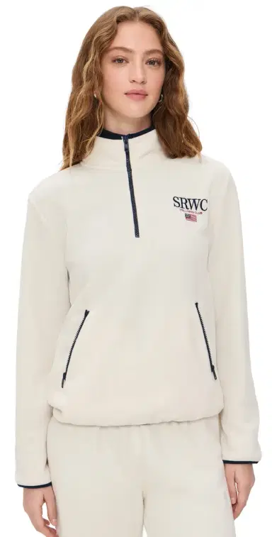 Sporty & Rich Nautical Polar Quarter Zip Ecru L | Thumbnail 1 Sporty & Rich Nautical Polar Quarter Zip Ecru L | Thumbnail 1