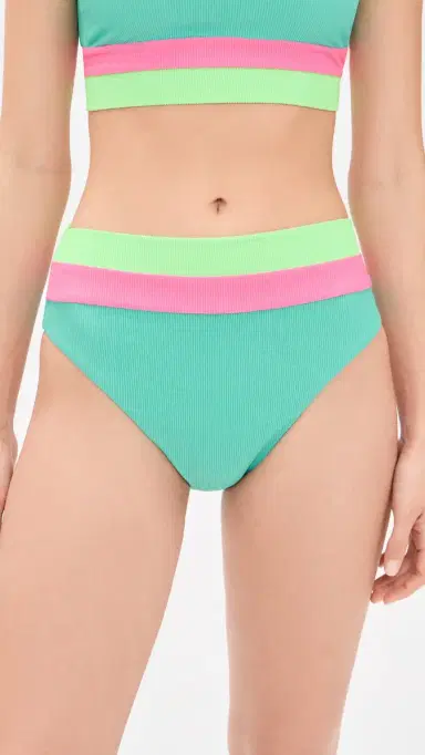 BEACH RIOT Heidi Bikini Bottoms trawberry Ice Colorblock | Thumbnail 2