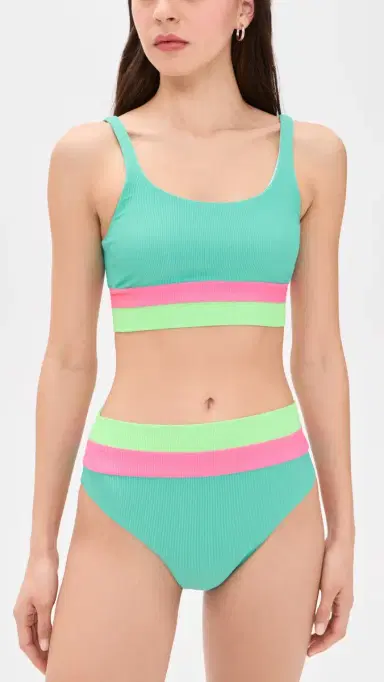 BEACH RIOT Heidi Bikini Bottoms trawberry Ice Colorblock | Thumbnail 4