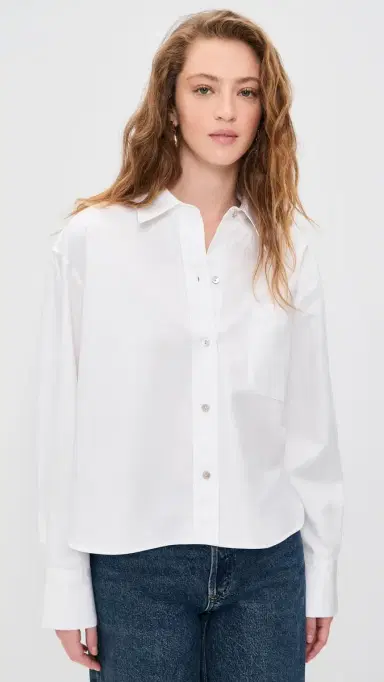 Vince Cropped Long Sleeve Shirt Optic White | Thumbnail 2