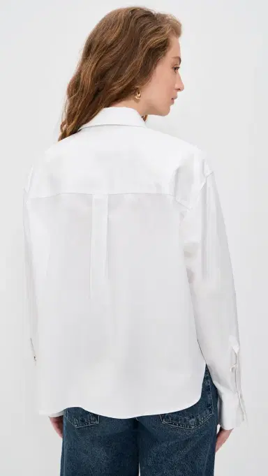 Vince Cropped Long Sleeve Shirt Optic White | Thumbnail 3