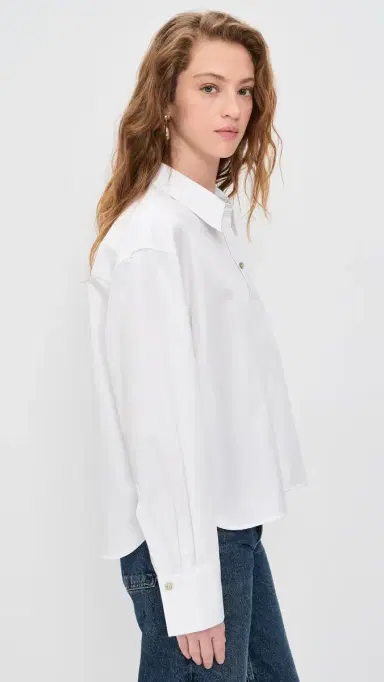 Vince Cropped Long Sleeve Shirt Optic White | Thumbnail 4