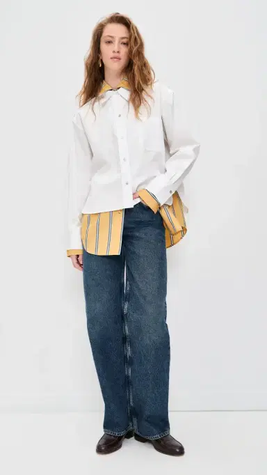 Vince Cropped Long Sleeve Shirt Optic White | Thumbnail 5