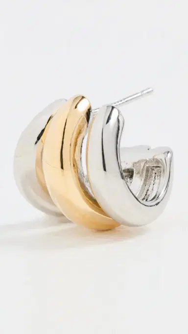 SHASHI Triple Two Toned Hoops Gold/Silver One Size | Thumbnail 4 SHASHI Triple Two Toned Hoops Gold/Silver One Size | Thumbnail 4