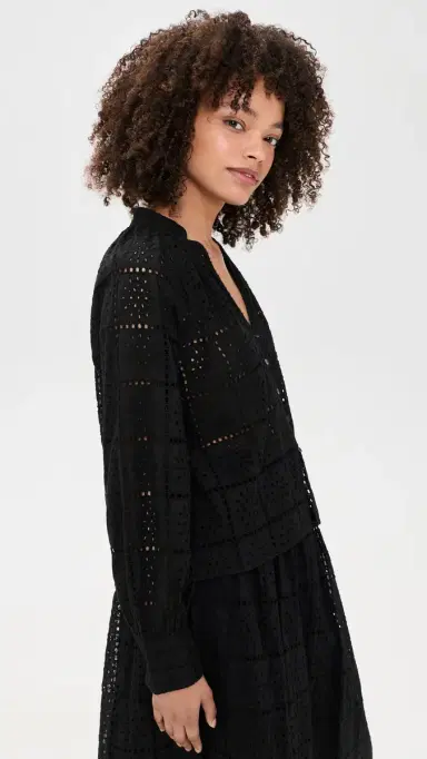 RAILS Francine Top Black Grid Embroidery S | Thumbnail 4