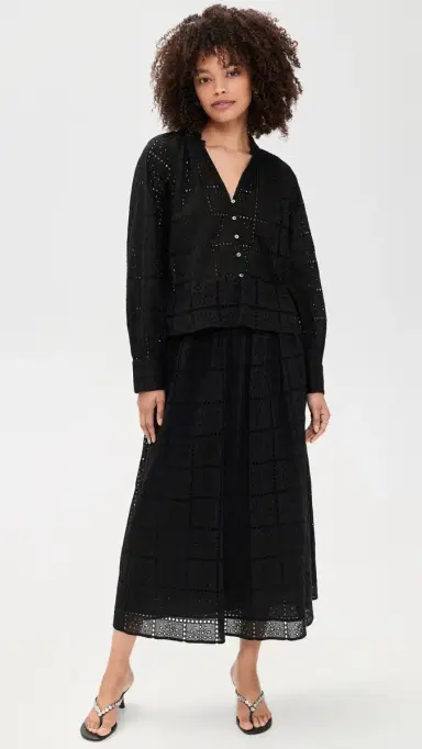 RAILS Francine Top Black Grid Embroidery S | Thumbnail 5