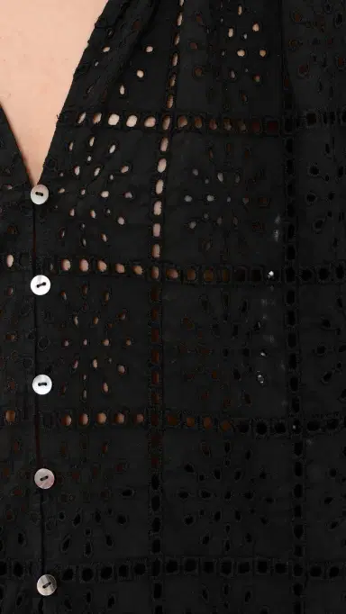 RAILS Francine Top Black Grid Embroidery S | Thumbnail 6