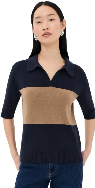 TWP Slightly Oversized Cashmere Polo Blueberry/Ermine | Thumbnail 1 TWP Slightly Oversized Cashmere Polo Blueberry/Ermine | Thumbnail 1