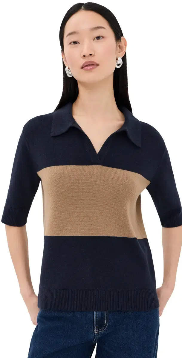lightly Oversized Cashmere Polo Blueberry/Ermine