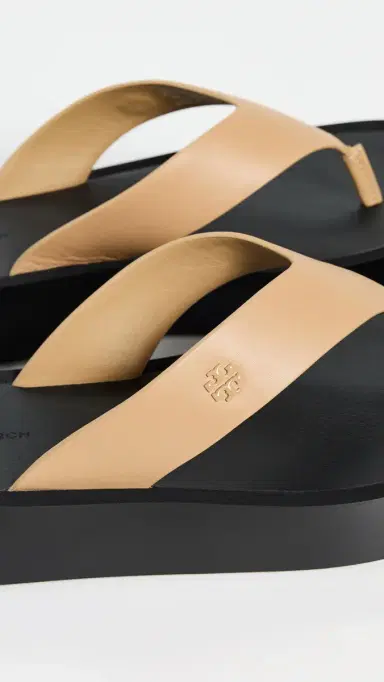 Tory Burch Leather Platform Flip Flops Ginger Shortbread/Black | Thumbnail 6 Tory Burch Leather Platform Flip Flops Ginger Shortbread/Black | Thumbnail 6