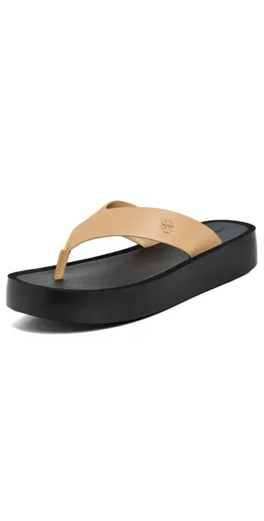 Tory Burch Leather Platform Flip Flops Ginger Shortbread/Black | Thumbnail 1 Tory Burch Leather Platform Flip Flops Ginger Shortbread/Black | Thumbnail 1