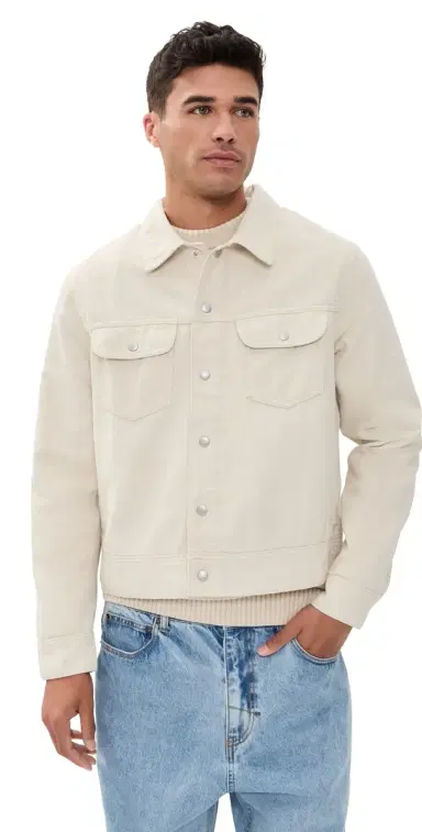FRAME Canvas Trucker Jacket Off White | Thumbnail 1 FRAME Canvas Trucker Jacket Off White | Thumbnail 1