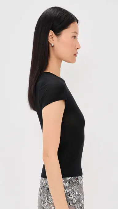 Paris Georgia Sheer Baby Tee Black M | Thumbnail 4 Paris Georgia Sheer Baby Tee Black M | Thumbnail 4