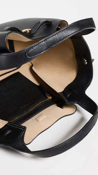 Tory Burch Romy Pebbled Satchel Black One Size | Thumbnail 6 Tory Burch Romy Pebbled Satchel Black One Size | Thumbnail 6