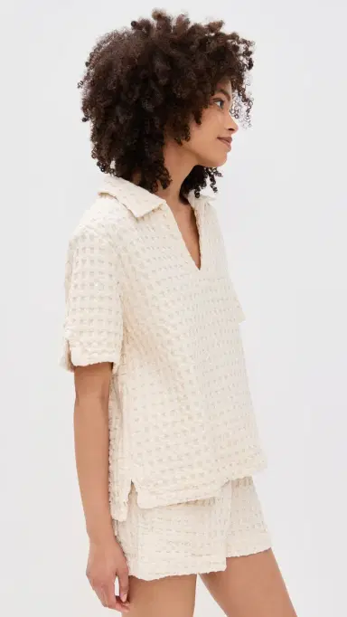 OAS Jaffa Waffle Shirt Ecru | Thumbnail 4