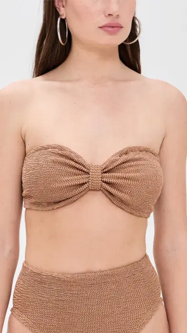 Hunza G Jean Bikini Top Metallic Cocoa One Size | Thumbnail 2