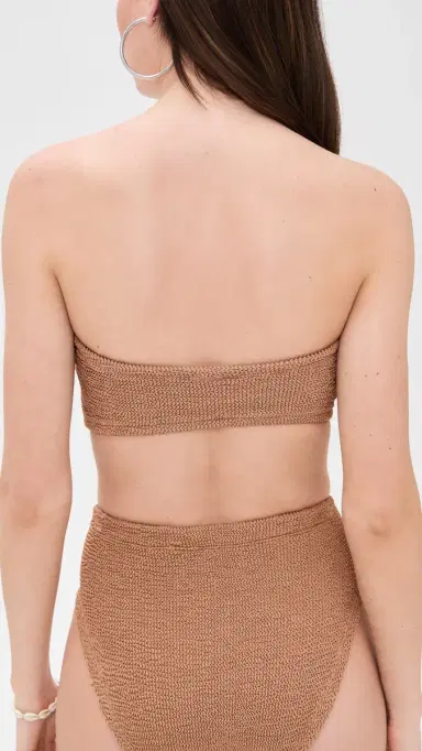 Hunza G Jean Bikini Top Metallic Cocoa One Size | Thumbnail 3