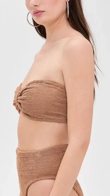 Hunza G Jean Bikini Top Metallic Cocoa One Size | Thumbnail 4
