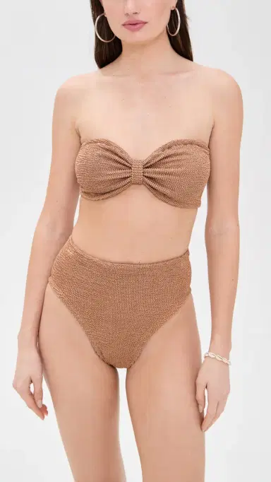 Hunza G Jean Bikini Top Metallic Cocoa One Size | Thumbnail 5