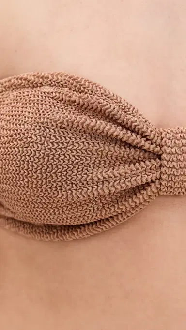 Hunza G Jean Bikini Top Metallic Cocoa One Size | Thumbnail 6