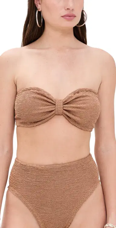 Hunza G Jean Bikini Top Metallic Cocoa One Size | Thumbnail 1