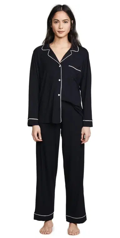 Eberjey Gisele Pajama Set Black/orbet Pink | Thumbnail 1 Eberjey Gisele Pajama Set Black/orbet Pink | Thumbnail 1