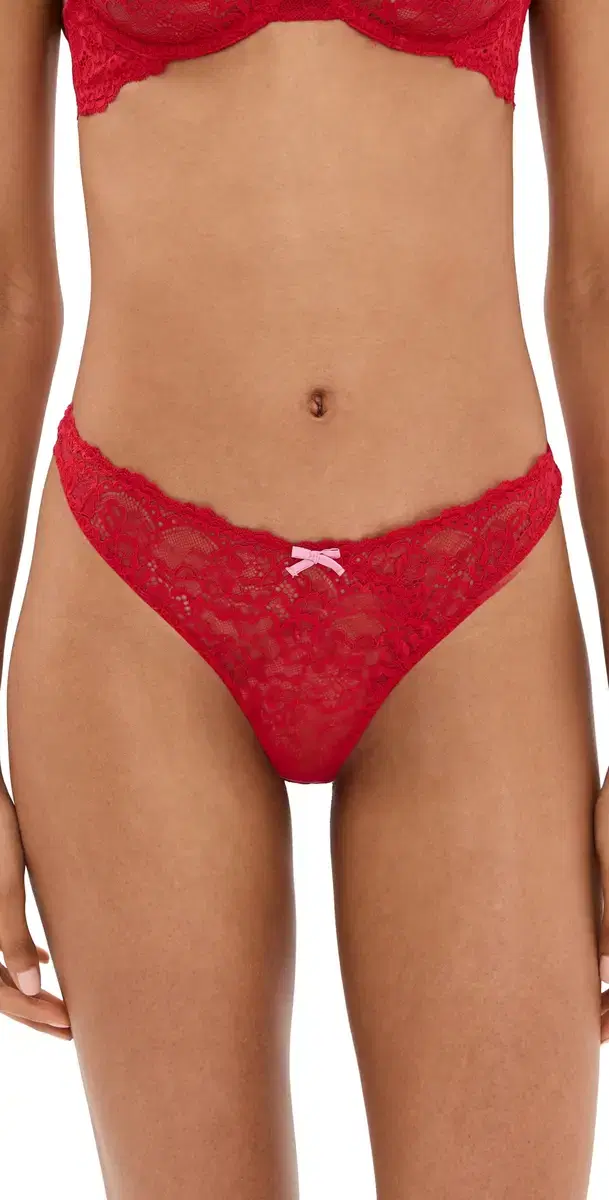 Fleur du Mal Bianca Lace Thong Rouge